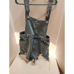 Frayed Overall Shorts Size XL